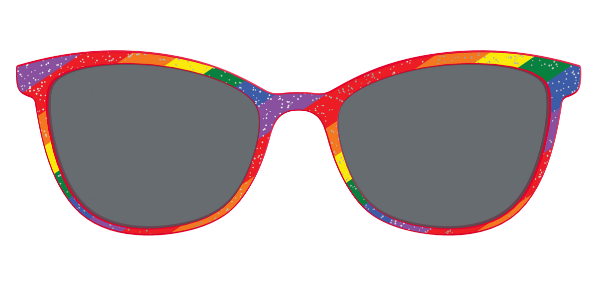 The Polarized Traditional Pride Flag Glitter Sun Top - Front Top Image - Pair Eyewear