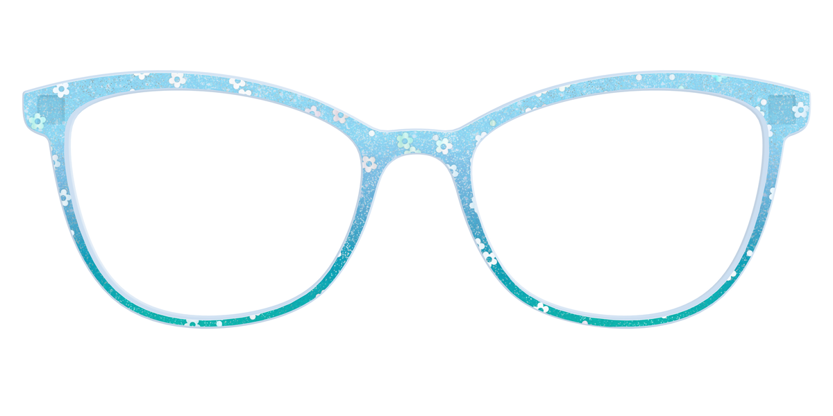 The Sky Blue Crystal with Daisy Glitter - Front Top Image - Pair Eyewear