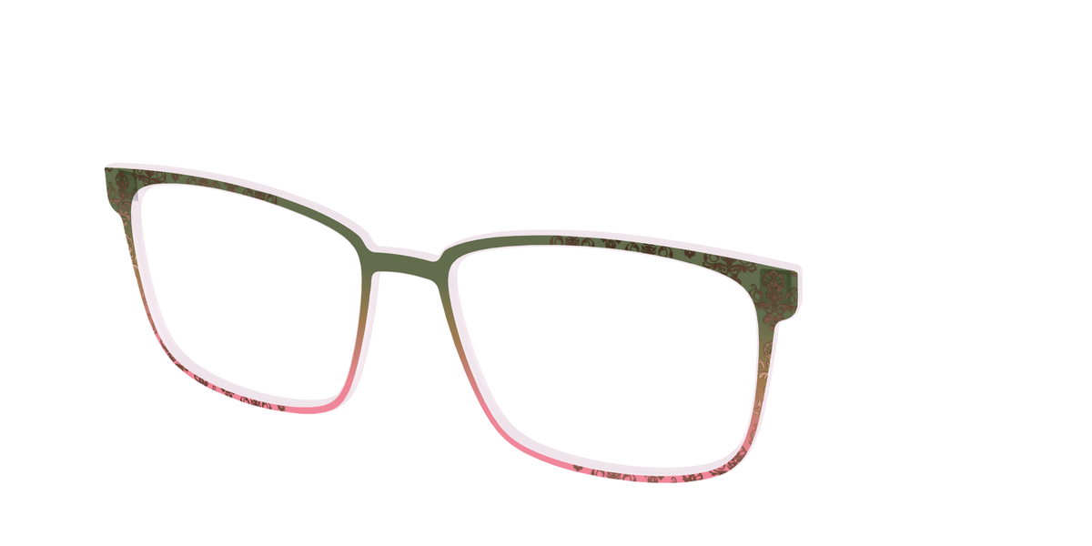 The Olive to Rose Trellis with Champagne Foil - Angle Top Image - Pair Eyewear