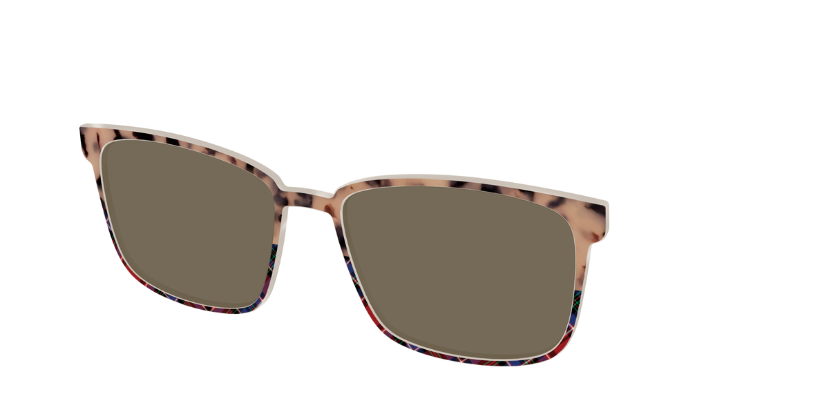 The Polarized Cookie Dough Tortoise & Plaid Split Sun Top - Angle Top Image - Pair Eyewear