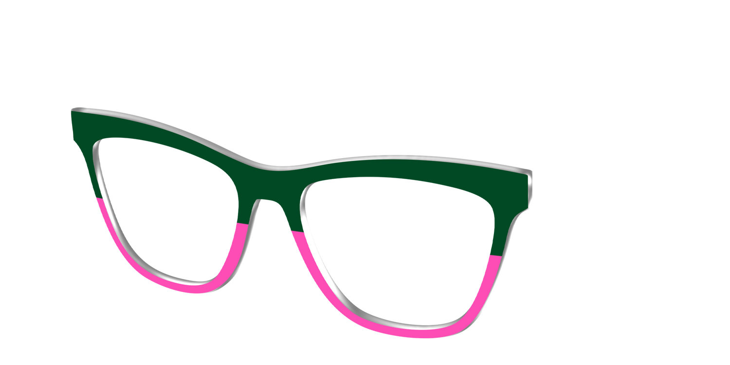 The Emerald and Flamingo Split - Angle Top Image - Pair Eyewear