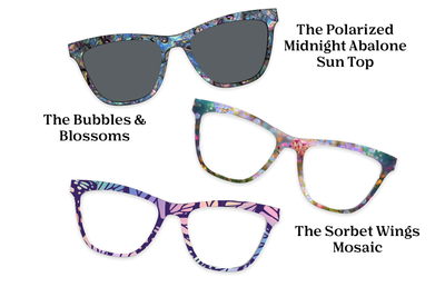 The Harper - Teal Pearlized Gradient Acetate Silver Metal - Pairing Set - Pair Eyewear