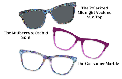 The Harper - Violet Pearlized Gradient Acetate Rose Gold Metal - Pairing Set - Pair Eyewear