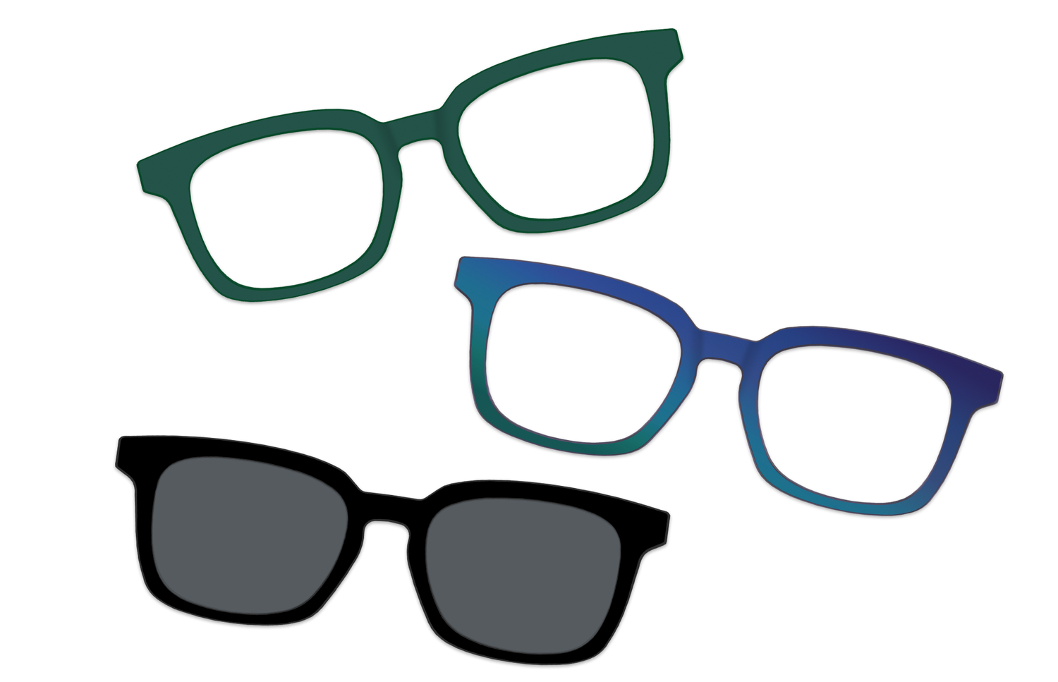 Dark Green Horn with Silver Set - Product Image 1 - Pair Eyewear