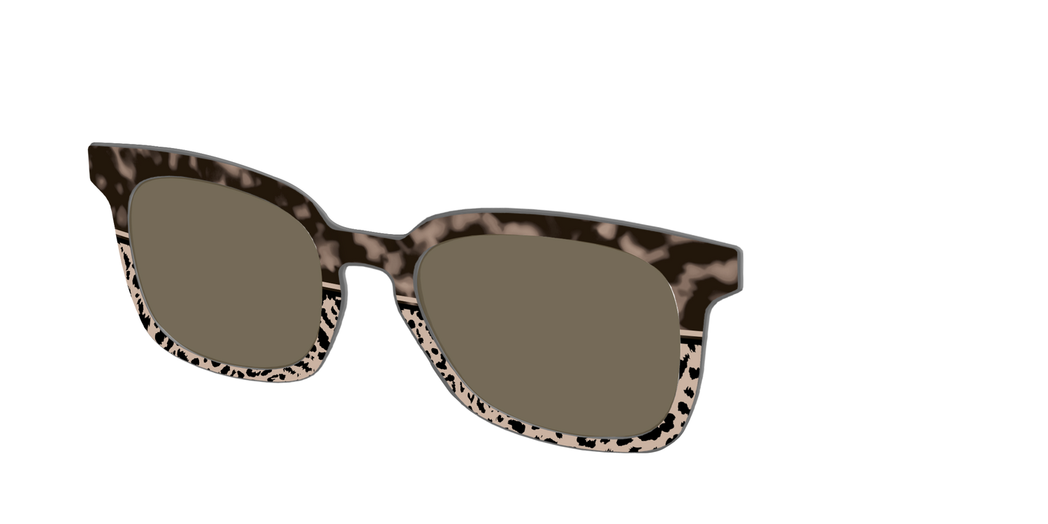 The Polarized Ink Blot Tortoise Split Sun Top - Angle Top Image - Pair Eyewear