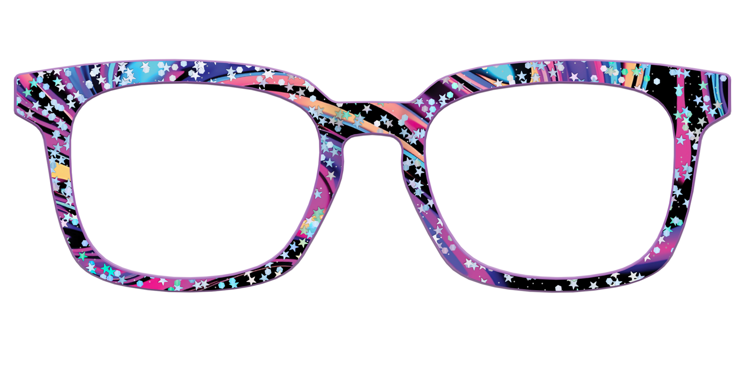 The Vaporwave Marble with Star Glitter - Front Top Image - Pair Eyewear