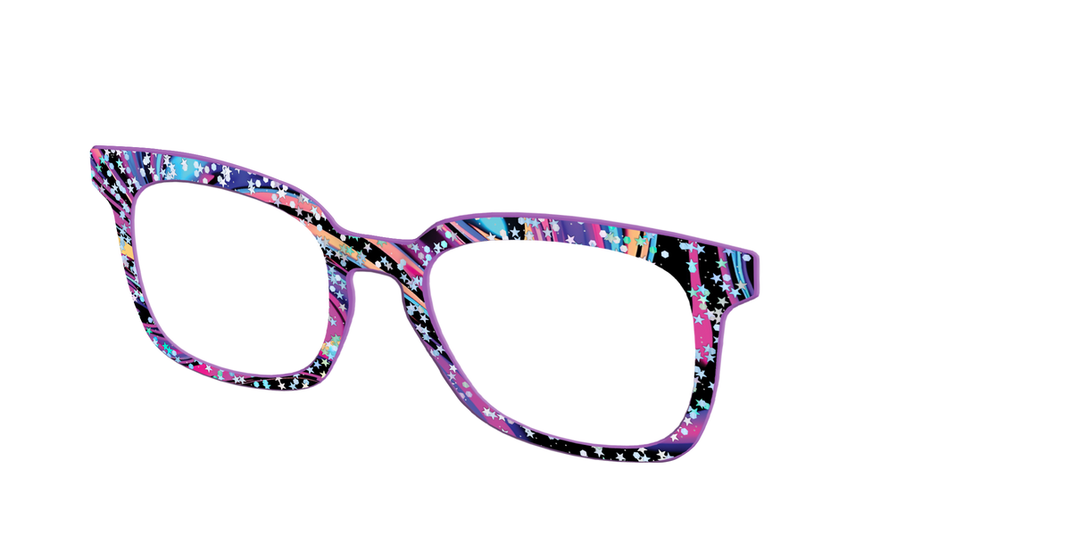 The Vaporwave Marble with Star Glitter - Angle Top Image - Pair Eyewear