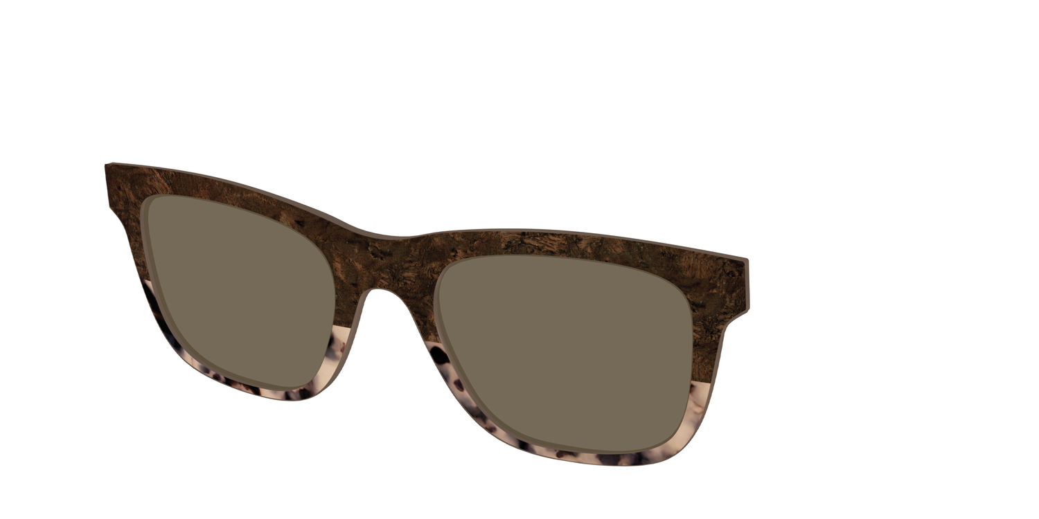 The Polarized Dark Oak Tortoise Split Sun Top - Angle Top Image - Pair Eyewear