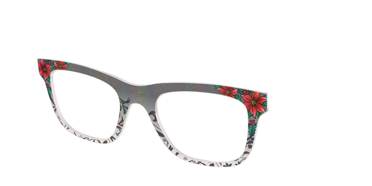 The Romantic Poinsettia Holographic Crystal - Angle Top Image - Pair Eyewear