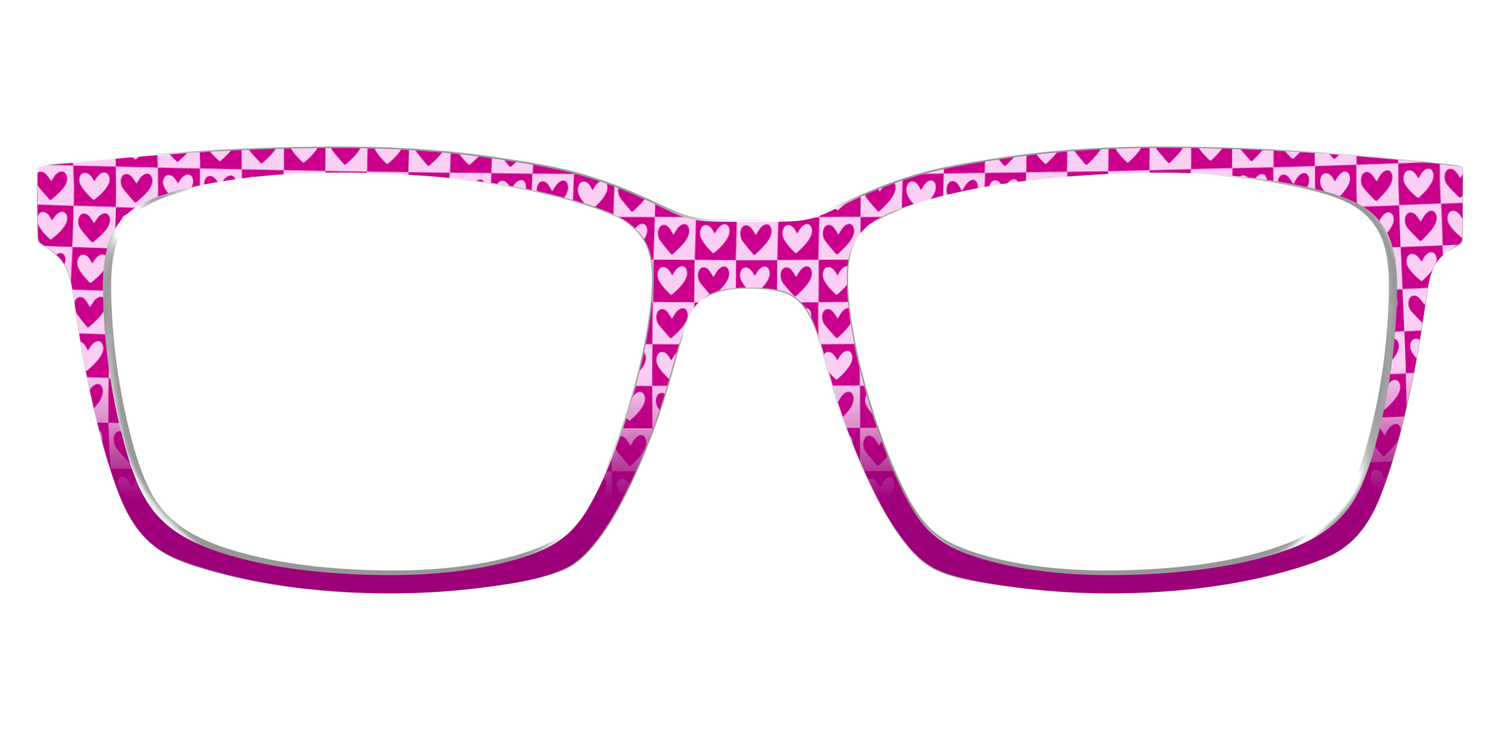 The Fuchsia Heart Check - Lifestyle Kirby Top Image - Pair Eyewear