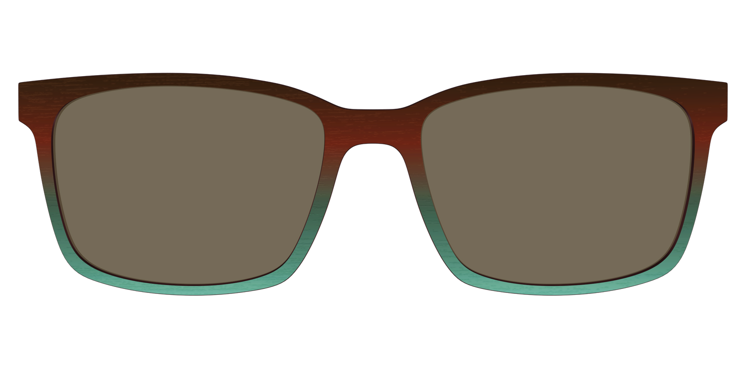 The Polarized Mahogany to Juniper Woodgrain Sun Top - Lifestyle Kirby Top Image - Pair Eyewear