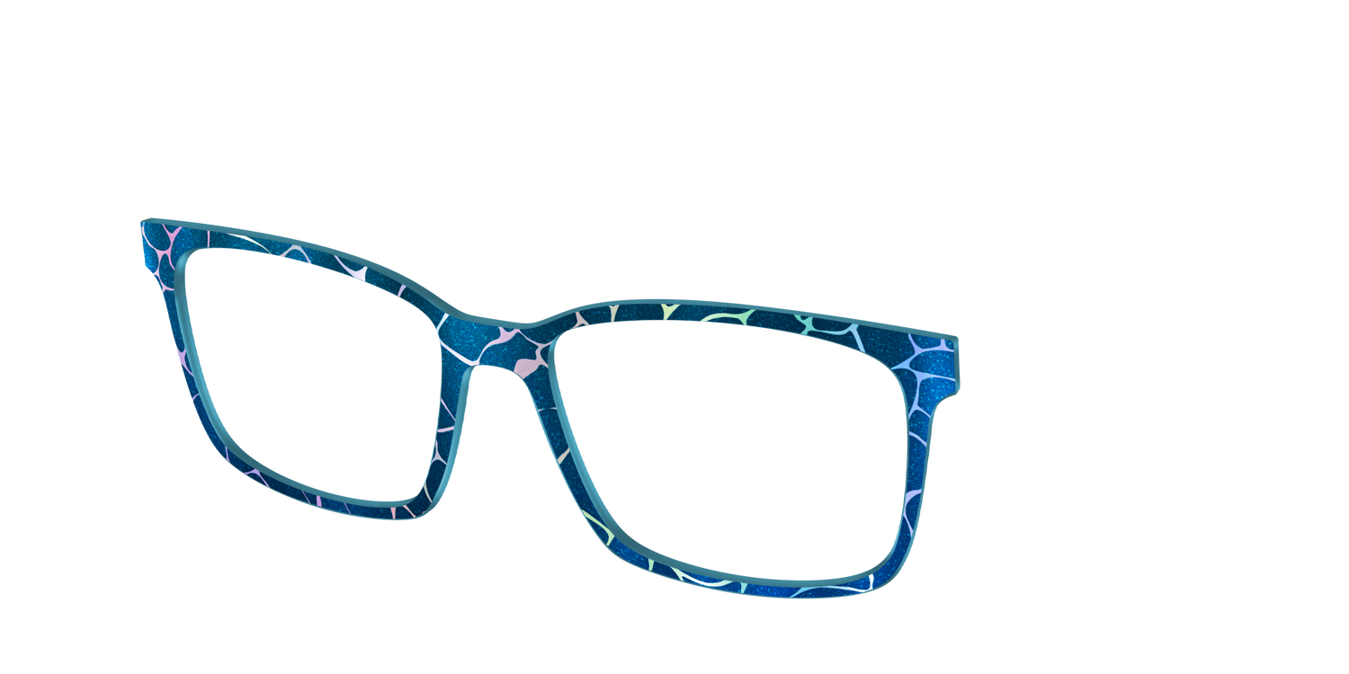 The Teal Shimmer Holographic Pool - Angle Top Image - Pair Eyewear