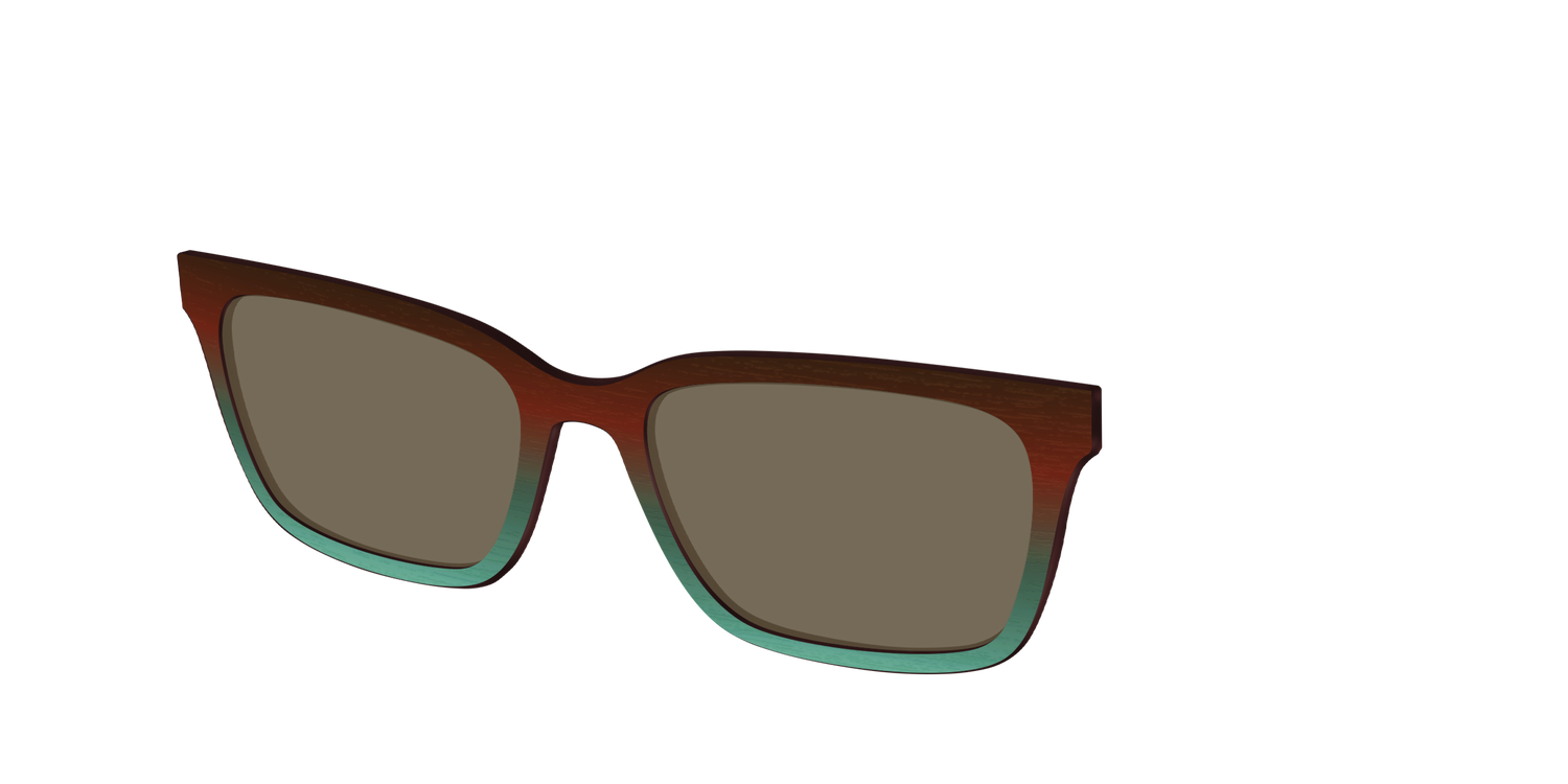 The Polarized Mahogany to Juniper Woodgrain Sun Top - Angle Top Image - Pair Eyewear