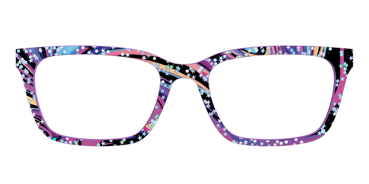 The Vaporwave Marble with Star Glitter - Front Top Image - Pair Eyewear