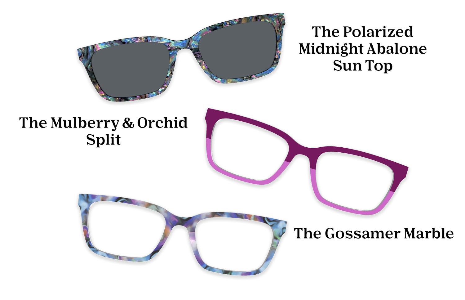 The Larkin - Violet Pearlized Gradient Acetate Rose Gold Metal - Pairing Set - Pair Eyewear