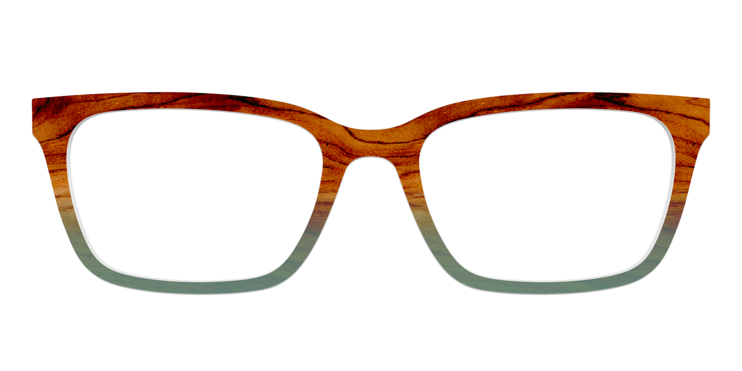The Woodgrain to Sage Gradient - Front Top Image - Pair Eyewear