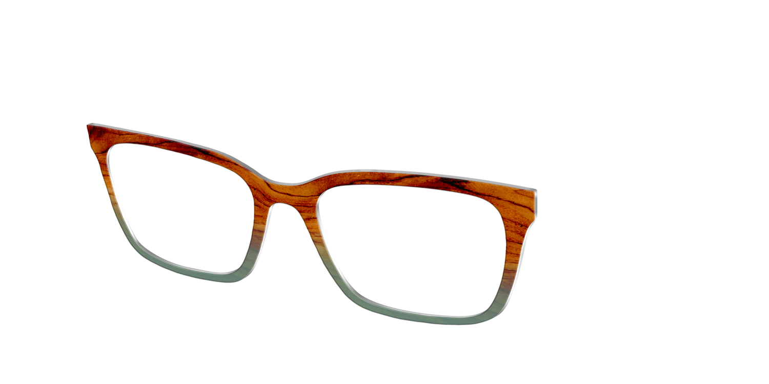 The Woodgrain to Sage Gradient - Angle Top Image - Pair Eyewear
