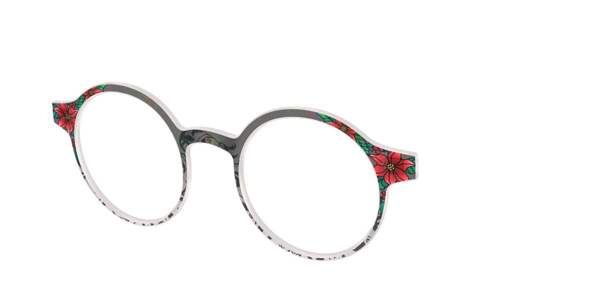 The Romantic Poinsettia Holographic Crystal - Angle Top Image - Pair Eyewear