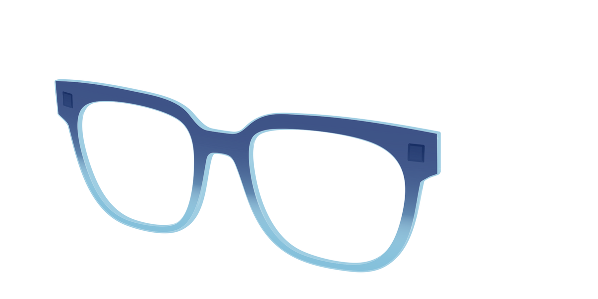 The Indigo to Sky Blue Gradient Crystal - Angle Top Image - Pair Eyewear