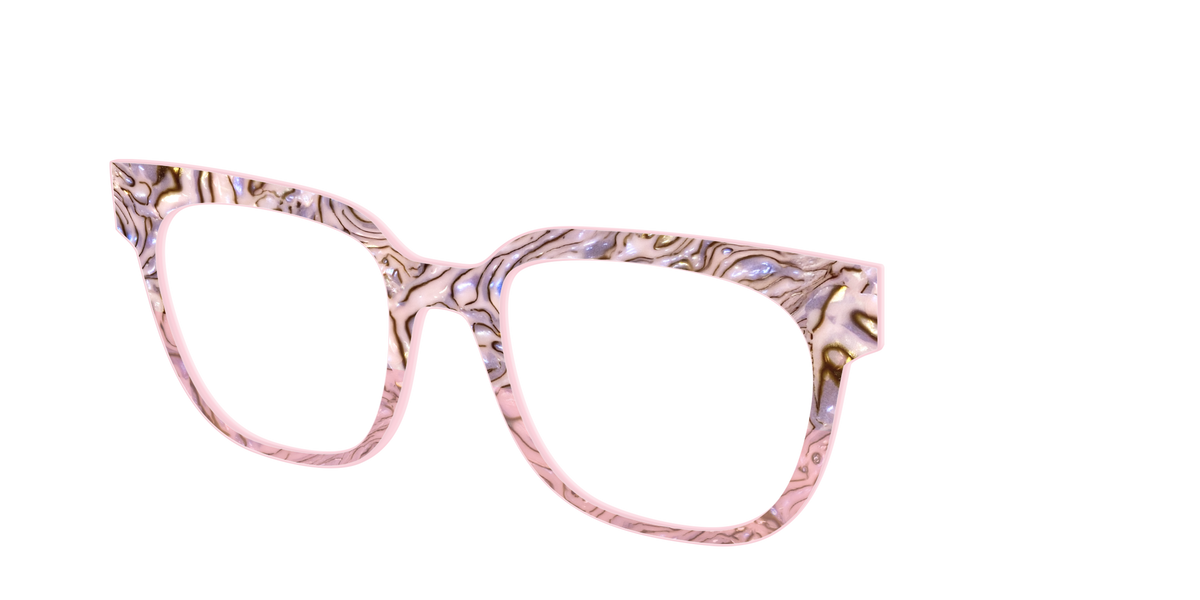 The Pink Conch Shell Pearl Crystal Split - Angle Top Image - Pair Eyewear