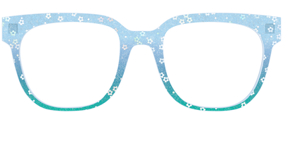 The Sky Blue Crystal with Daisy Glitter - Front Top Thumbnail - Pair Eyewear