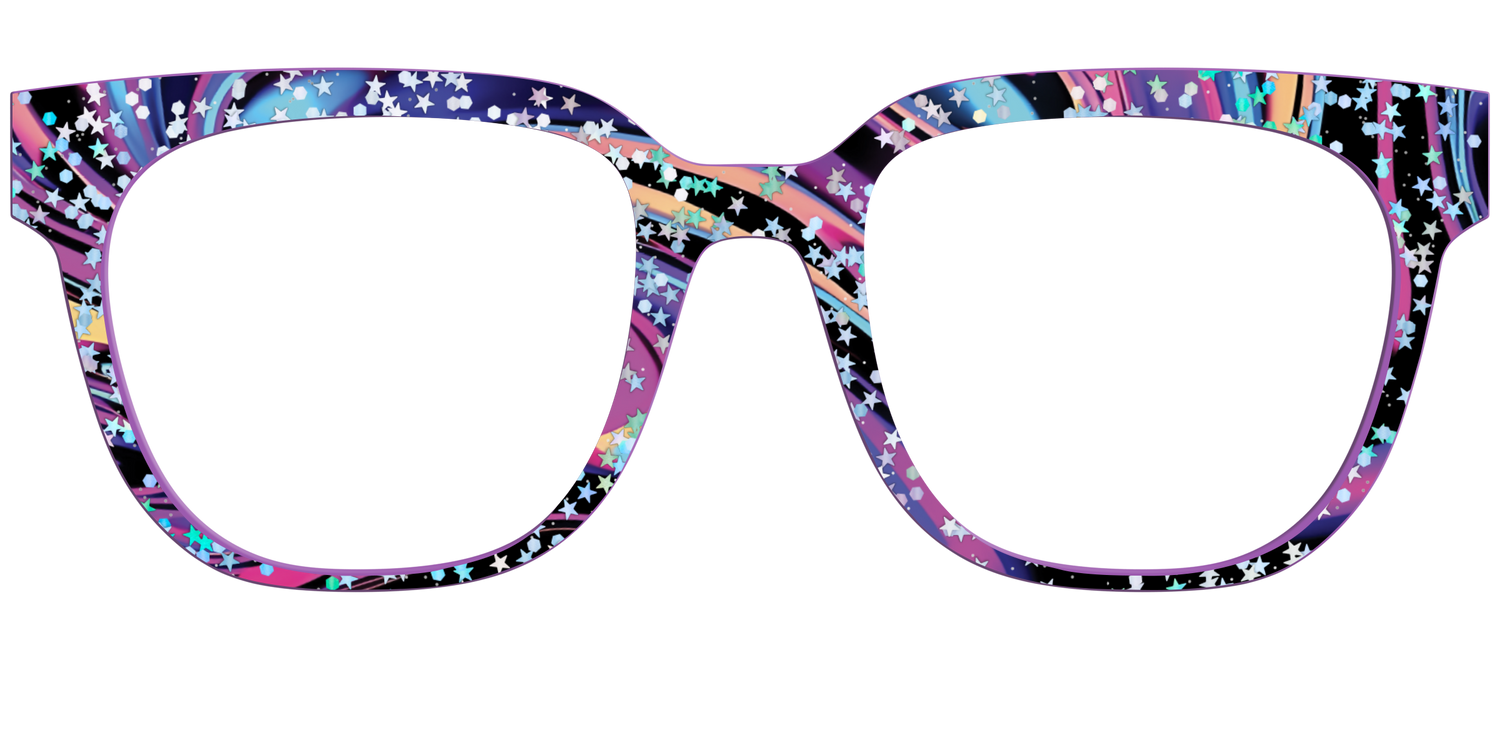 The Vaporwave Marble with Star Glitter - Front Top Image - Pair Eyewear