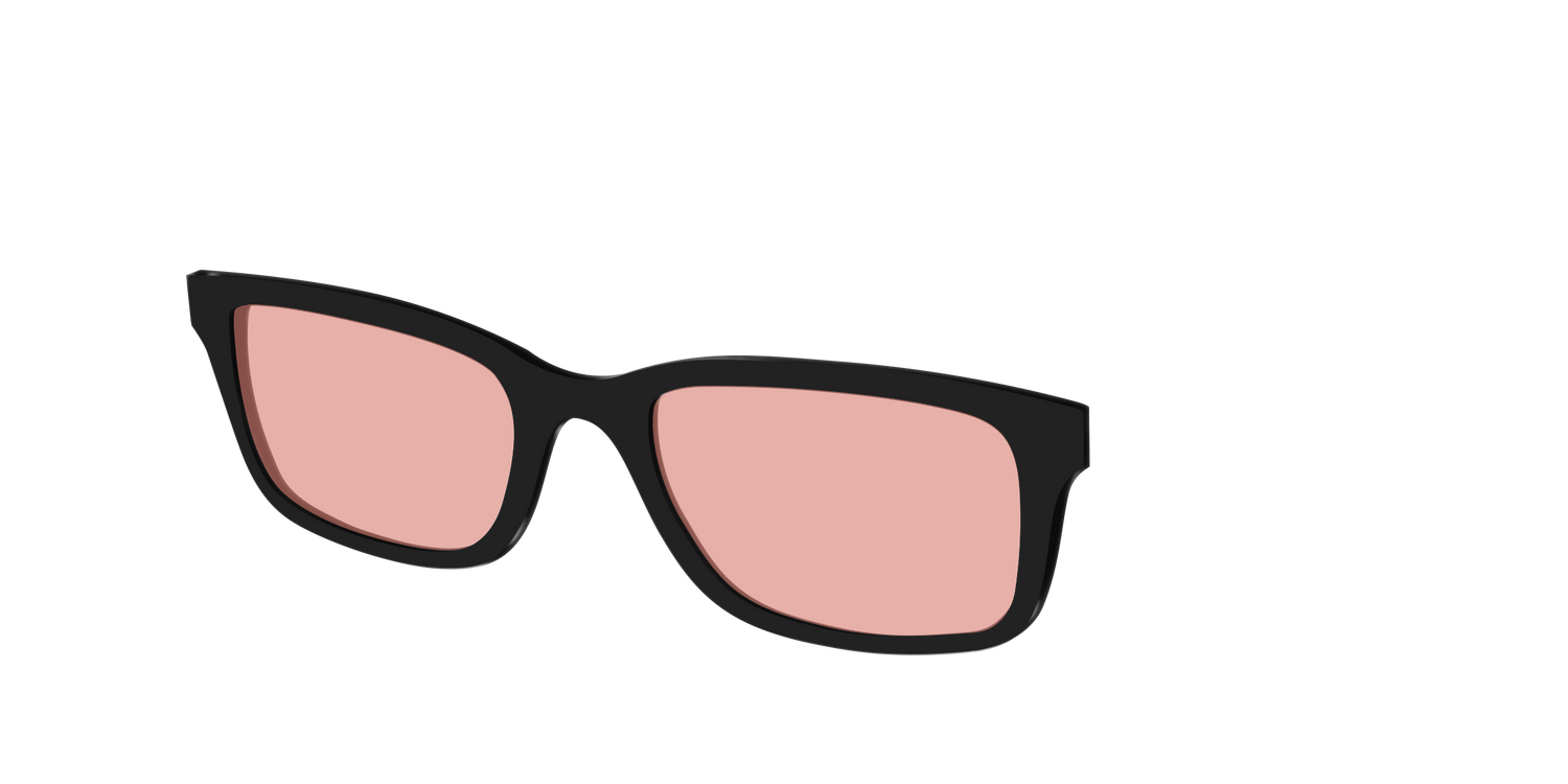 The Black With Coral Pink Lens - Angle Top Image - Pair Eyewear