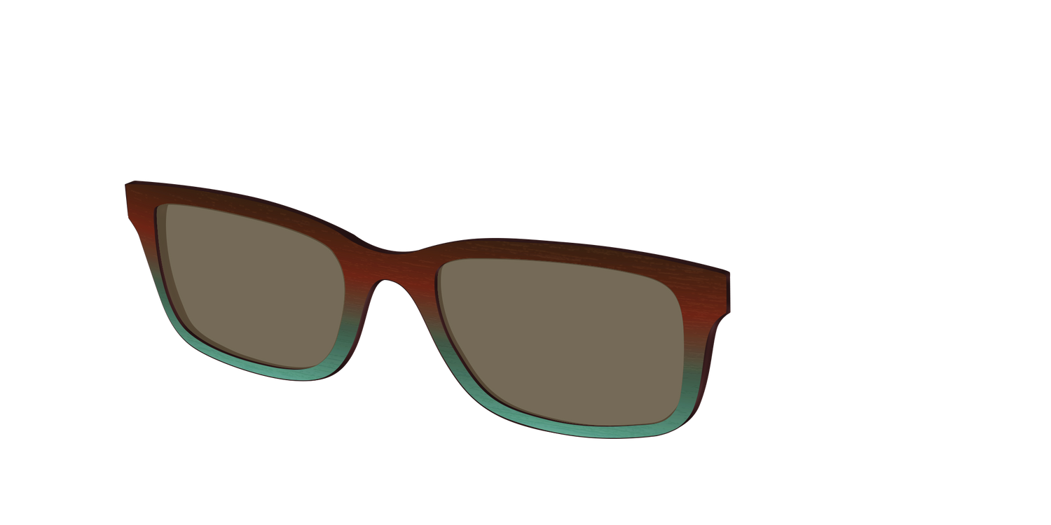 The Polarized Mahogany to Juniper Woodgrain Sun Top - Angle Top Image - Pair Eyewear
