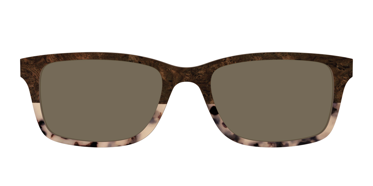 The Polarized Dark Oak Tortoise Split Sun Top - Front Top Image - Pair Eyewear