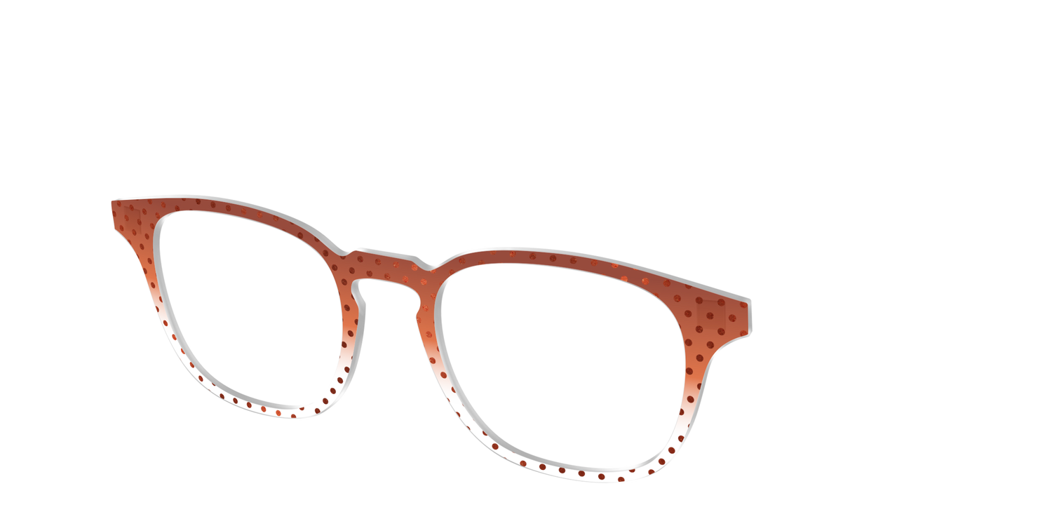 The Inferno Orange Gradient Crystal Polka Dots - Angle Top Image - Pair Eyewear