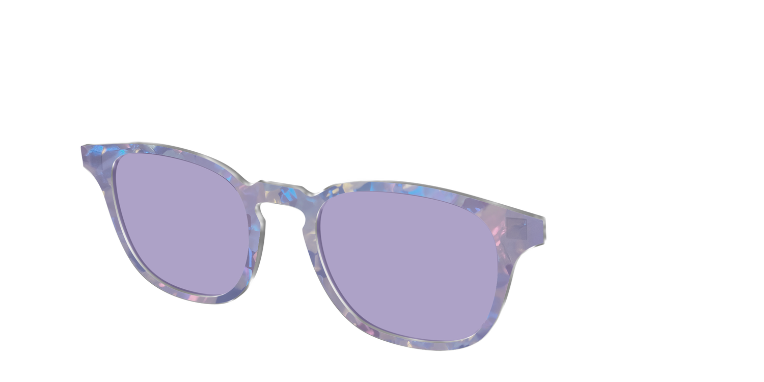 The Lavender Pearl Tort With Celestial Purple Lens - Angle Top Image - Pair Eyewear