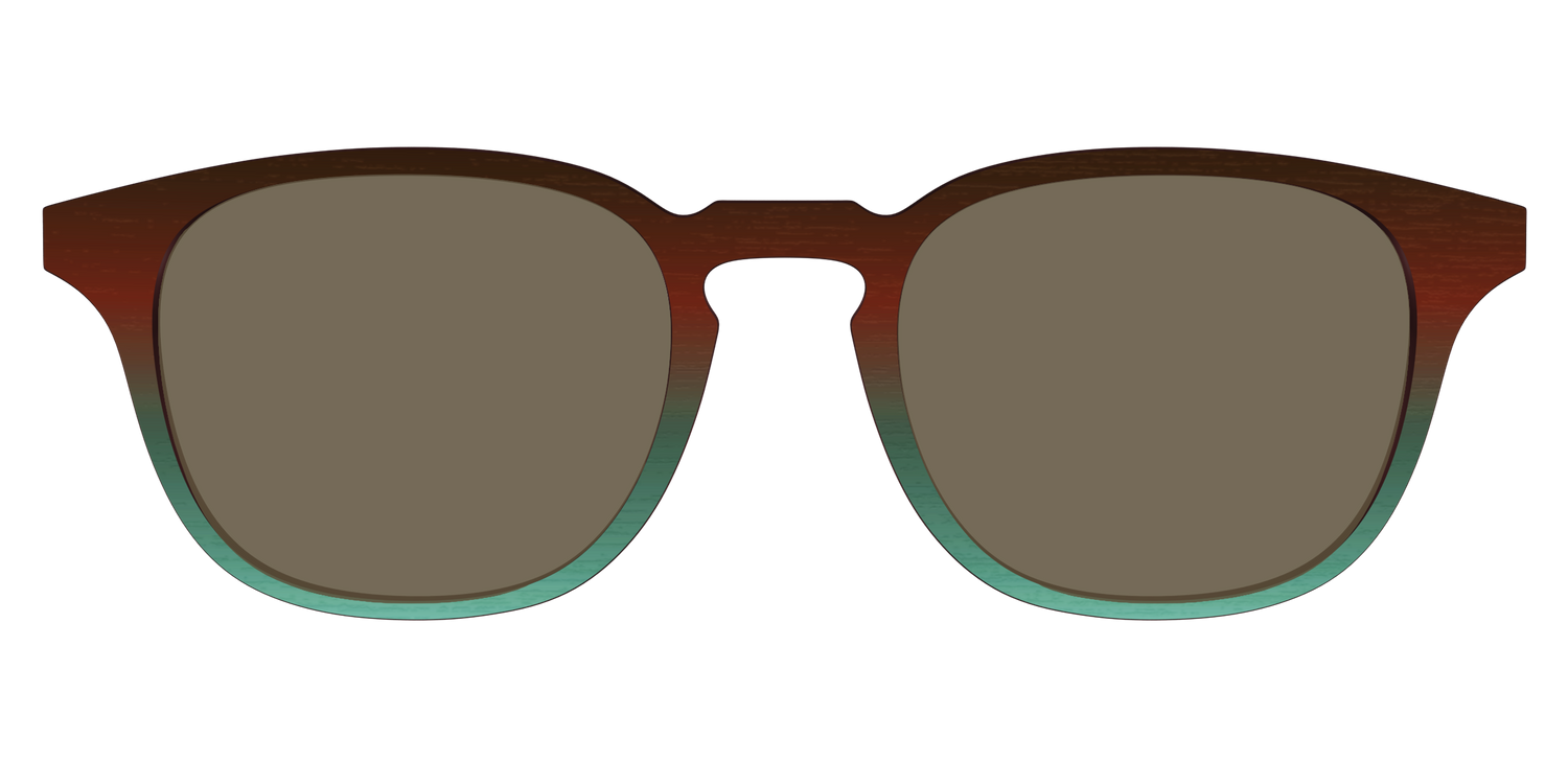 The Polarized Mahogany to Juniper Woodgrain Sun Top - Front Top Image - Pair Eyewear
