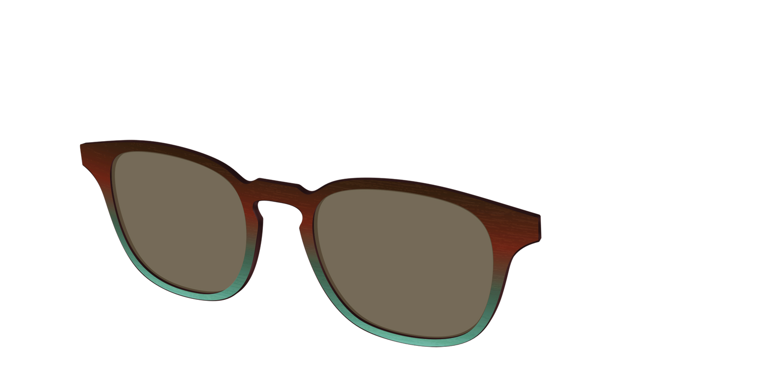 The Polarized Mahogany to Juniper Woodgrain Sun Top - Angle Top Image - Pair Eyewear