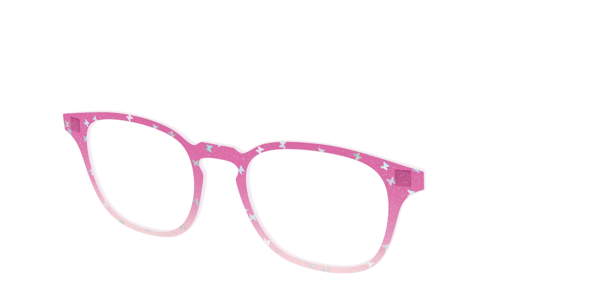 The Pink Butterfly Sparkle Crystal - Angle Top Image - Pair Eyewear