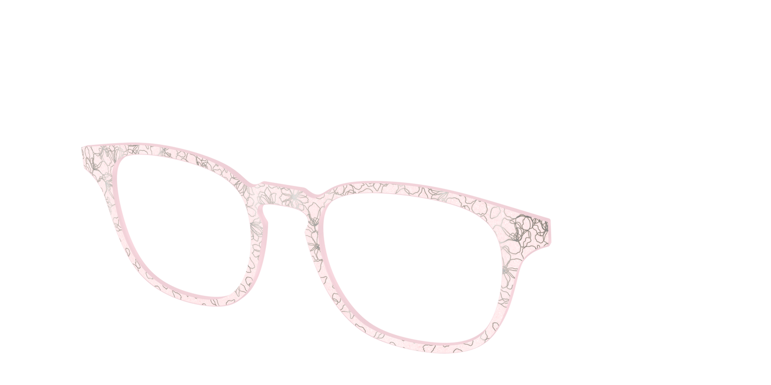 The Pink Shimmer Petals with Silver Foil - Angle Top Image - Pair Eyewear