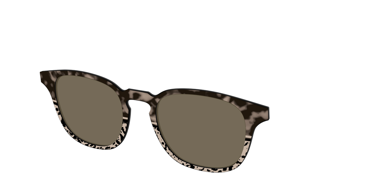 The Polarized Ink Blot Tortoise Split Sun Top - Angle Top Image - Pair Eyewear