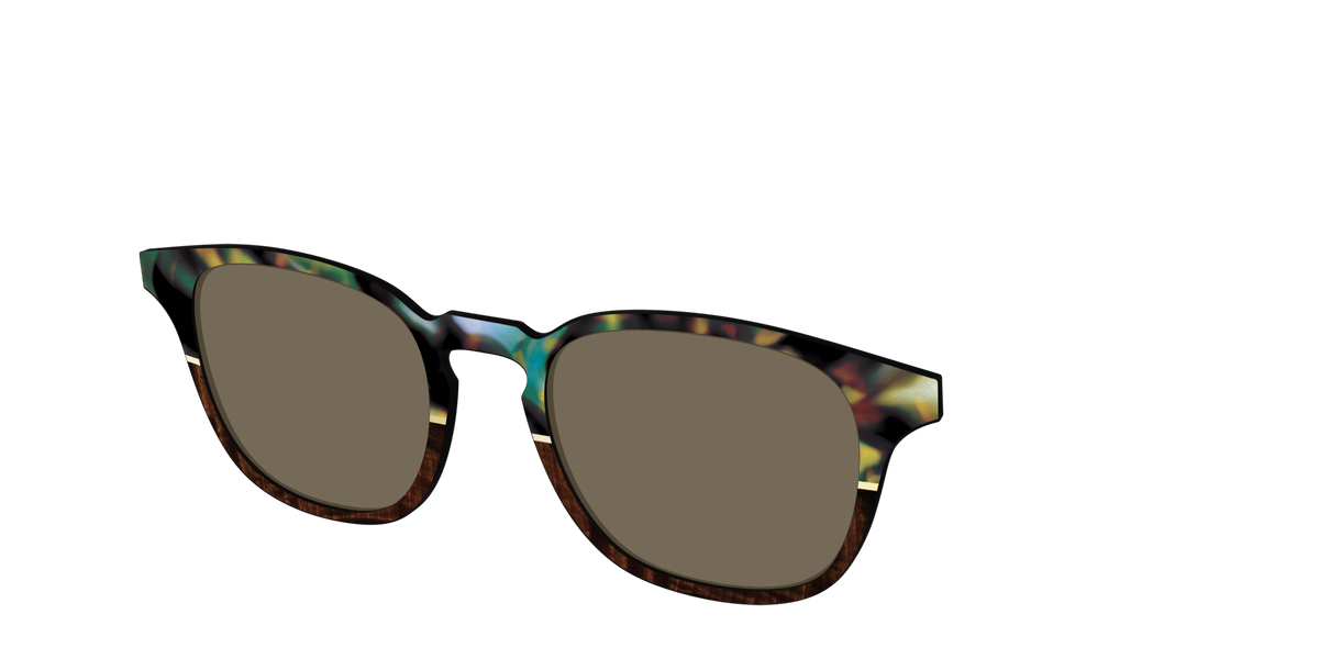 The Polarized Mirage Split with Gold Foil Sun Top - Angle Top Image - Pair Eyewear