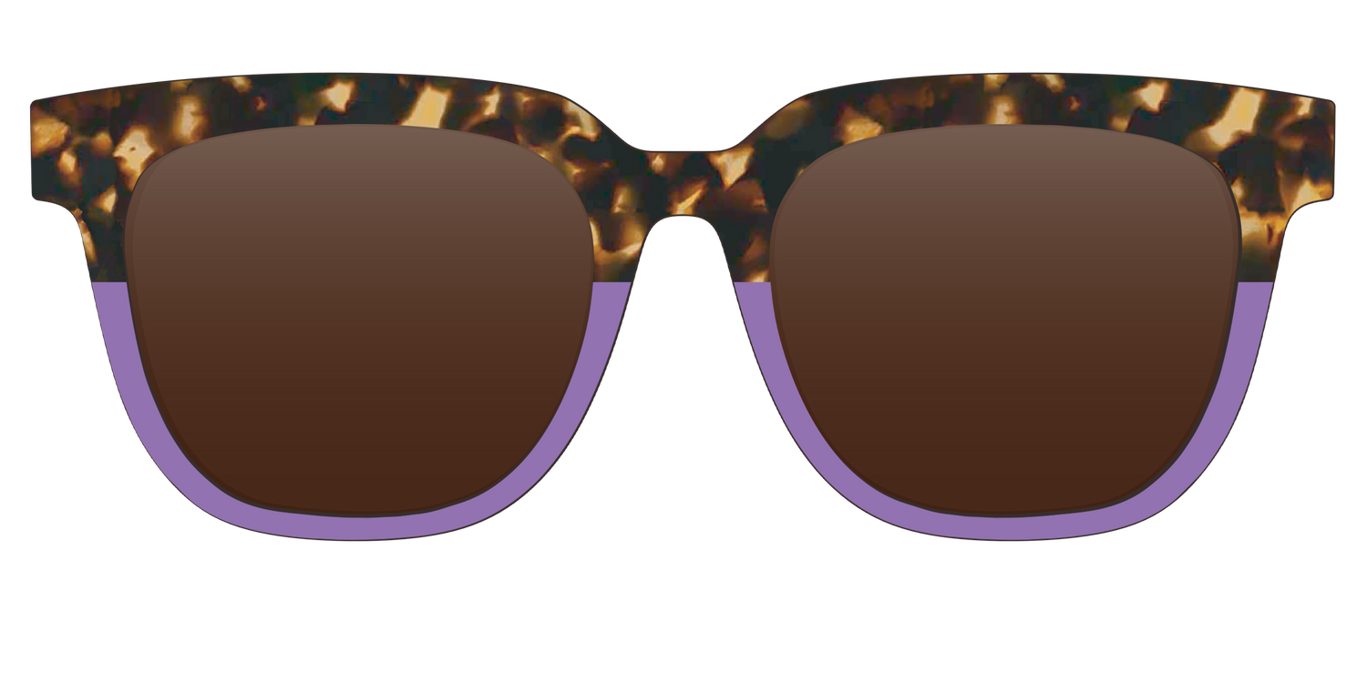 The Polarized Lavender Tortoise Split Sun Top - Front Top Image - Pair Eyewear