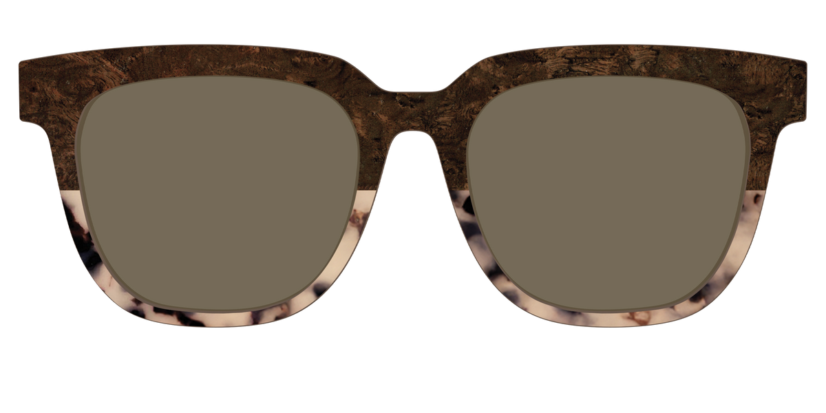The Polarized Dark Oak Tortoise Split Sun Top - Front Top Image - Pair Eyewear