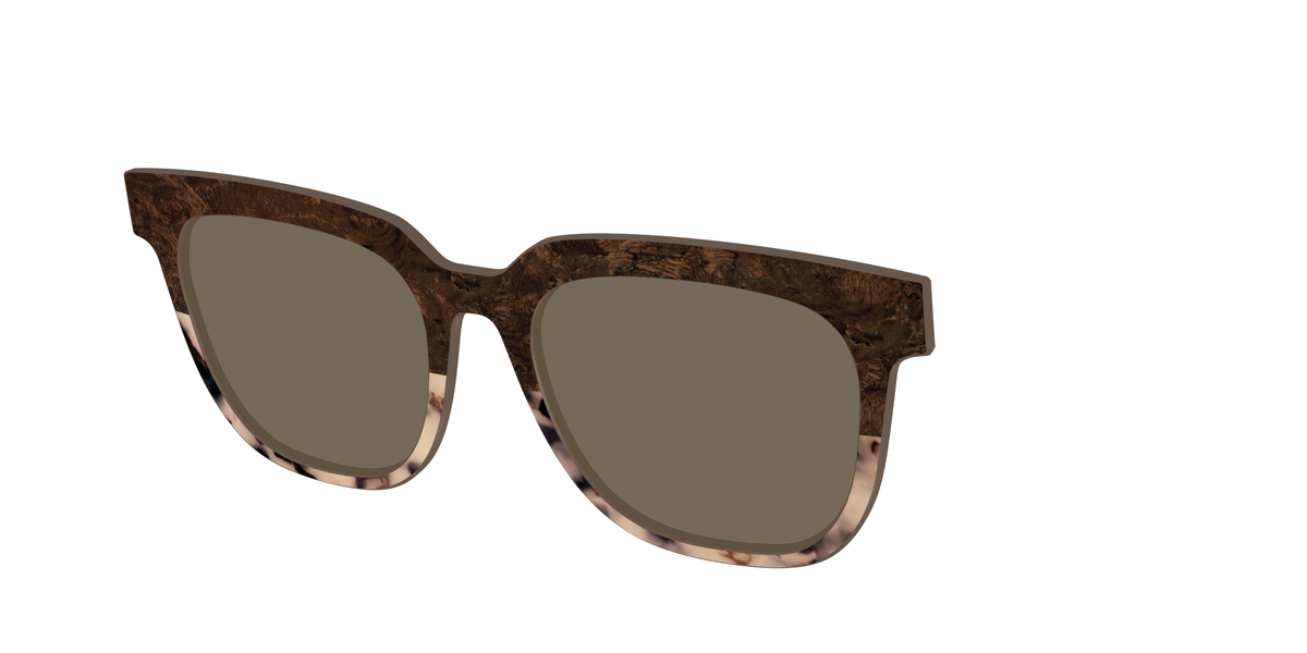 The Polarized Dark Oak Tortoise Split Sun Top - Angle Top Image - Pair Eyewear