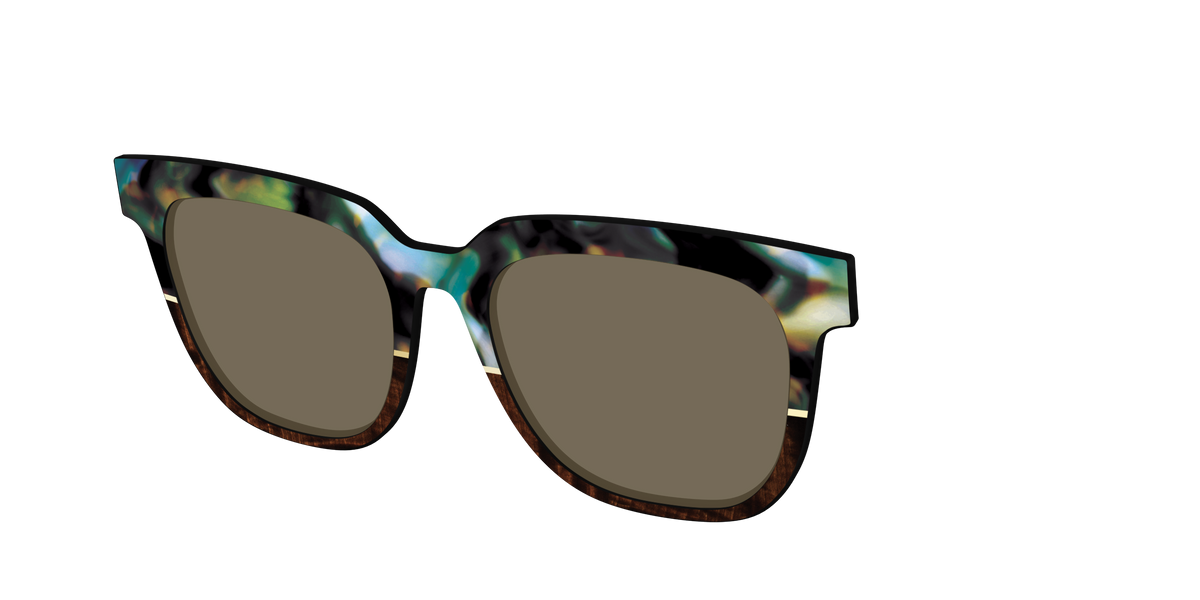 The Polarized Mirage Split with Gold Foil Sun Top - Angle Top Image - Pair Eyewear