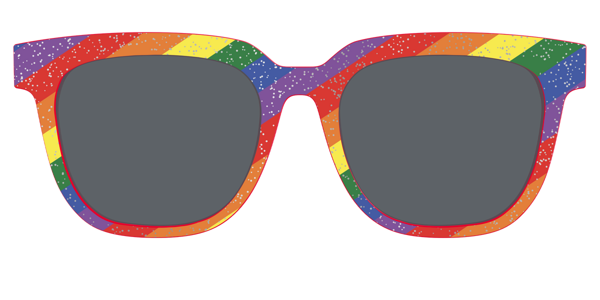 The Polarized Traditional Pride Flag Glitter Sun Top - Front Top Image - Pair Eyewear
