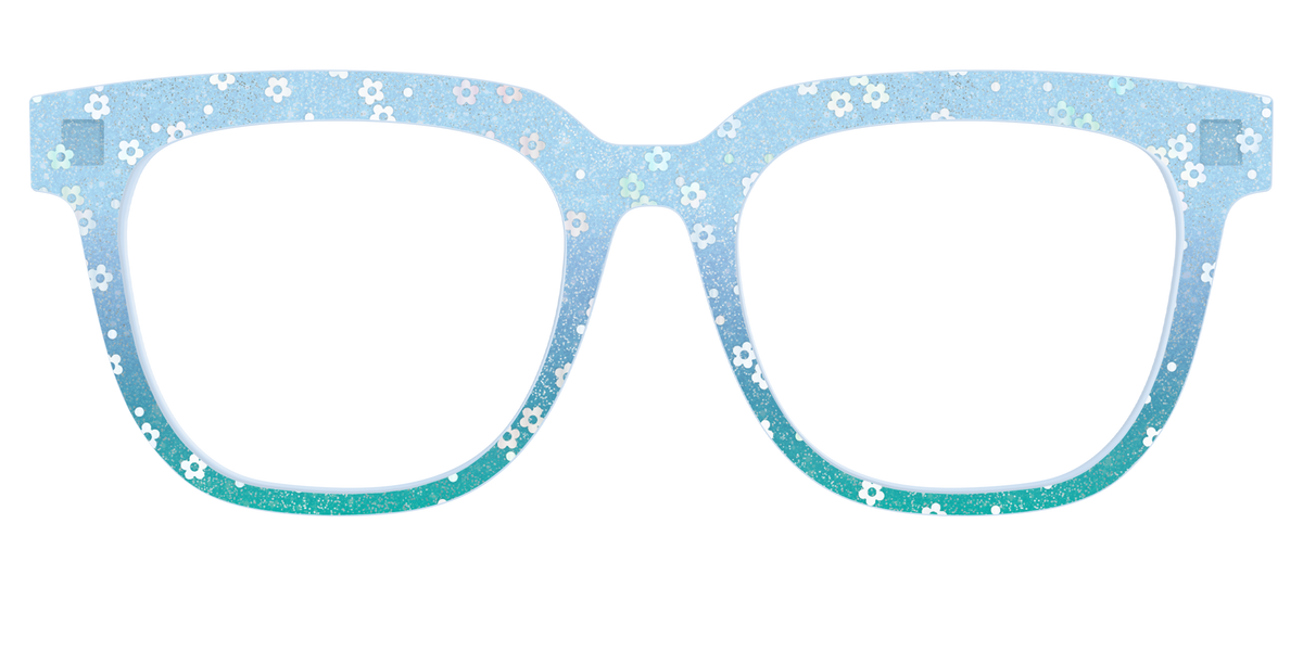The Sky Blue Crystal with Daisy Glitter - Front Top Image - Pair Eyewear