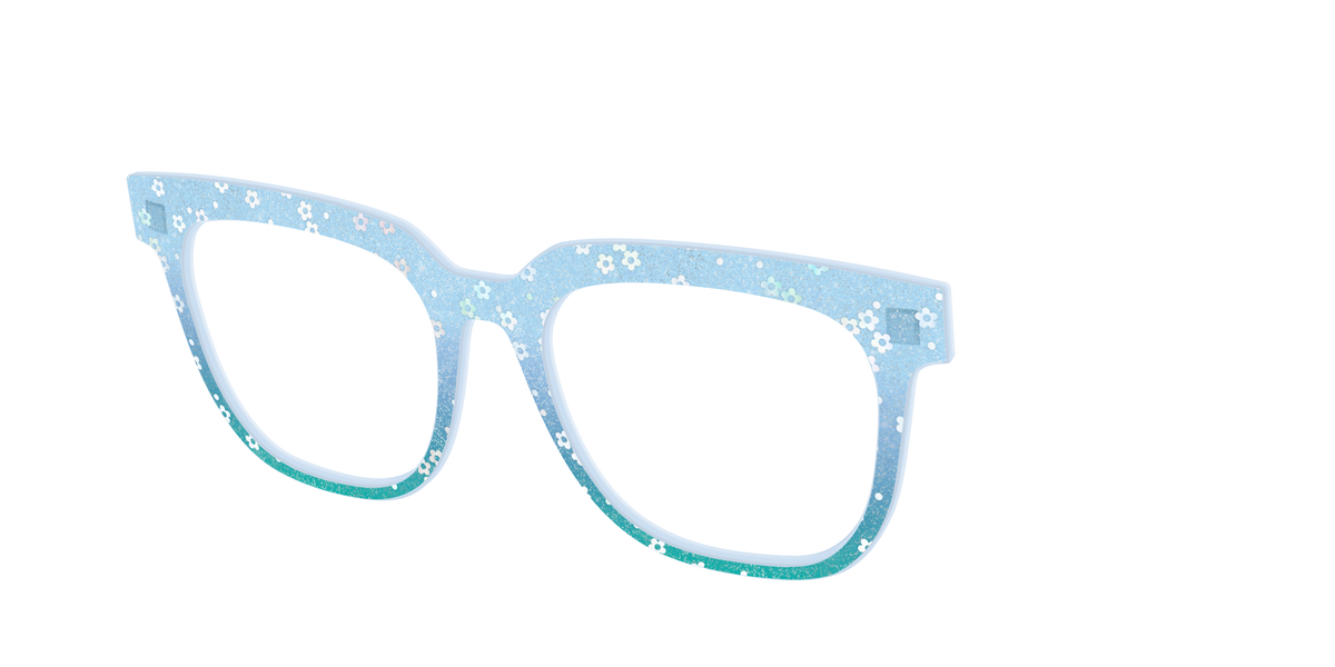 The Sky Blue Crystal with Daisy Glitter - Angle Top Image - Pair Eyewear