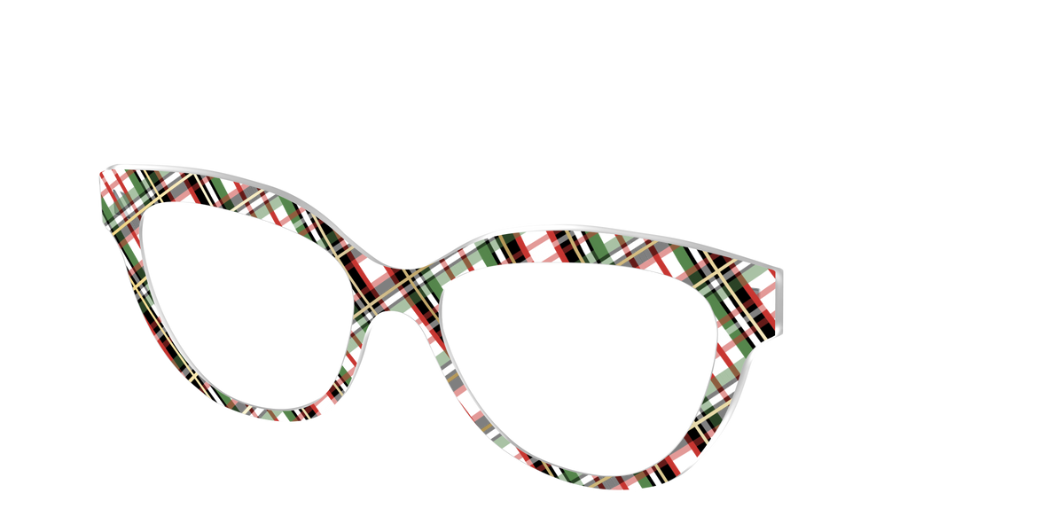 The Evergreen Plaid with Foil Crystal - Angle Top Image - Pair Eyewear