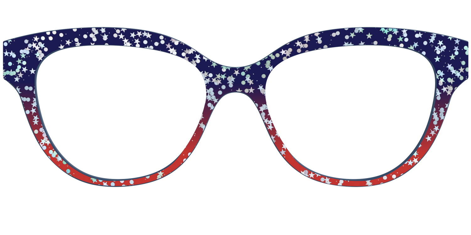 The Navy to Scarlet Gradient with Star Glitter - Front Top Image - Pair Eyewear