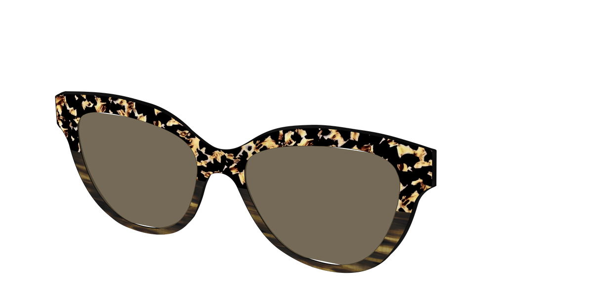 The Polarized Caramel Tortoise Horn Split Sun Top - Angle Top Image - Pair Eyewear