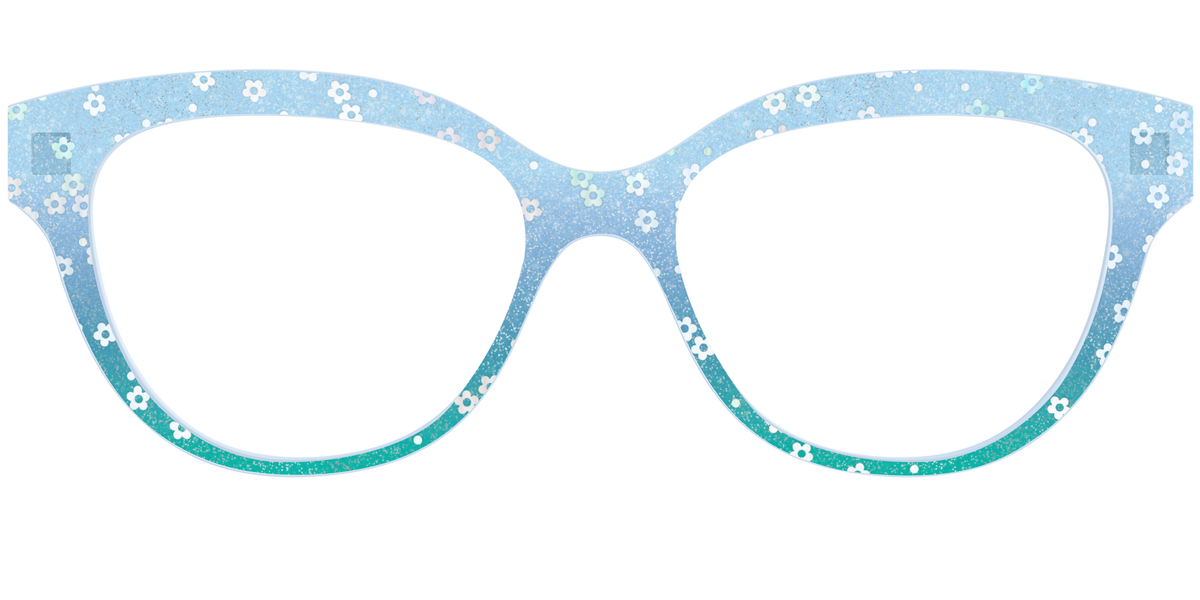 The Sky Blue Crystal with Daisy Glitter - Front Top Image - Pair Eyewear