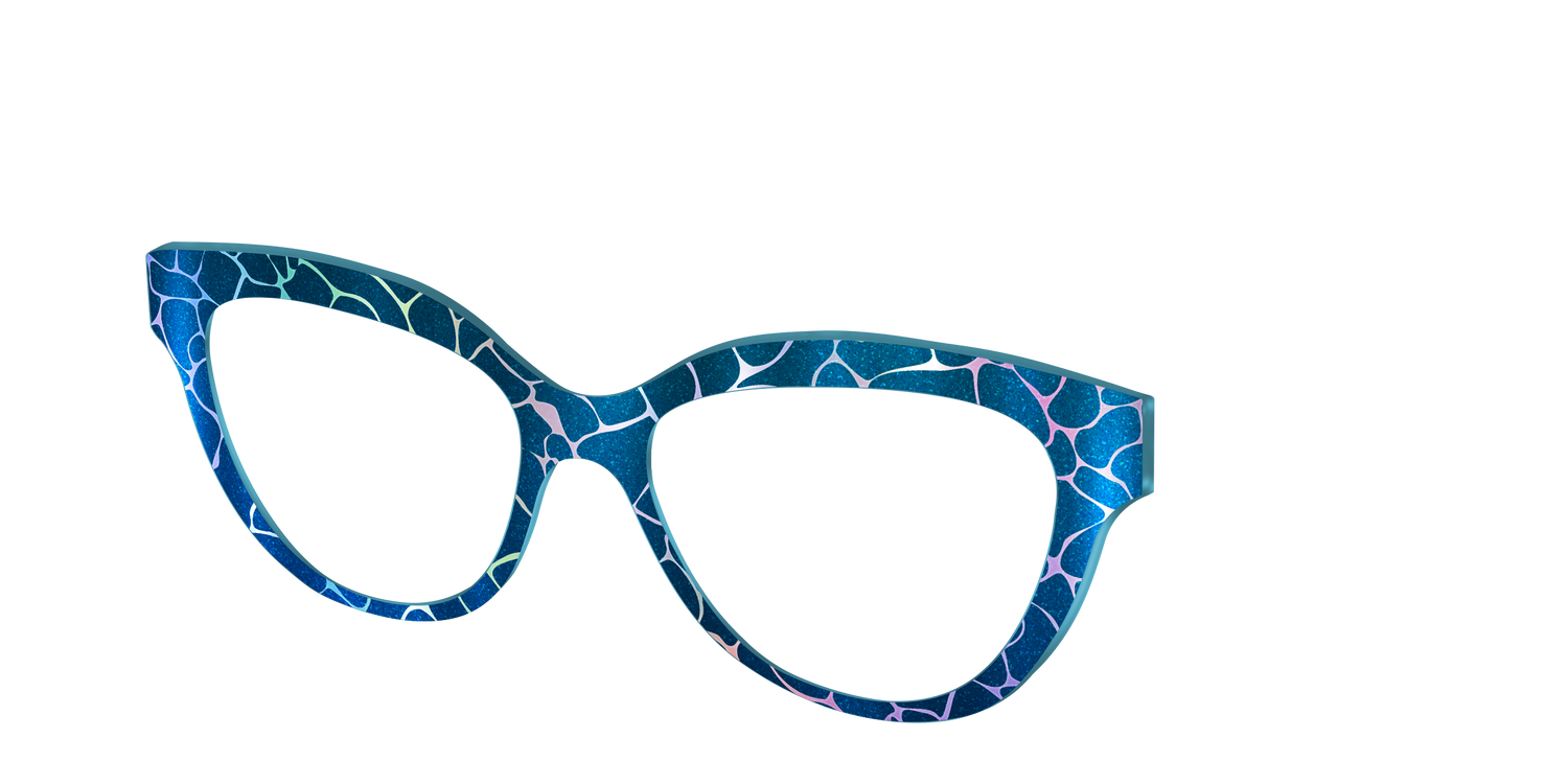 The Teal Shimmer Holographic Pool - Angle Top Image - Pair Eyewear
