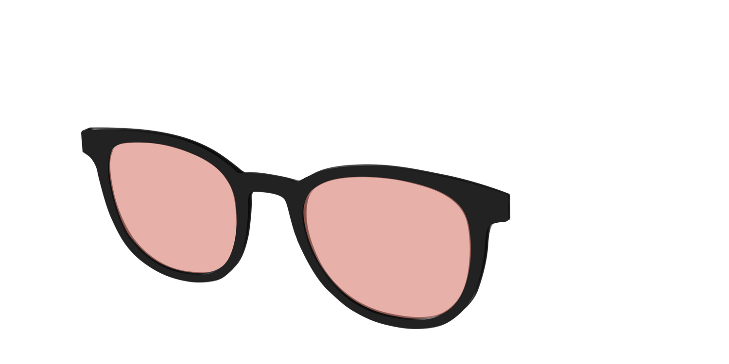 The Black With Coral Pink Lens - Angle Top Image - Pair Eyewear